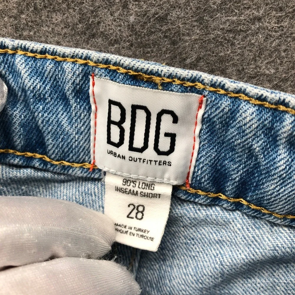 BDG Urban Outfitters 90s Long Inseam Denim Shorts‎ Womens 28 Cutoff Blue